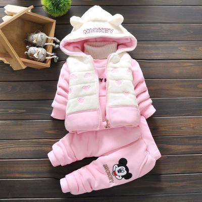 China Casual Winter Girl Clothes Infant Girls Pants + Hooded Sweater + Vest 3 Pcs Babies Clothing Sets for sale