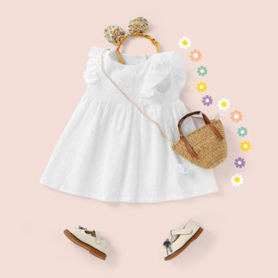 China Wholesale Viable Sleeveless Lovely Breathable White Baby Birthday Dress Baby Girl Dress for sale