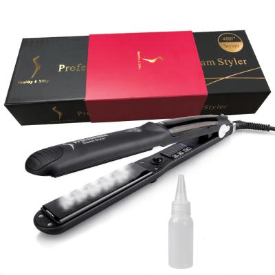 China Car 450F Ceramic Vapor Steamer Hair Straightener Infusion Ceramic Flat Iron Vapor Steam Straightening Iron for sale