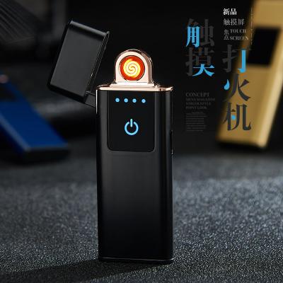 China Electronic USB Slim Electronic Rechargeable Lighter Dual Sided Heat Coil Finger Fingerprint Touch for sale