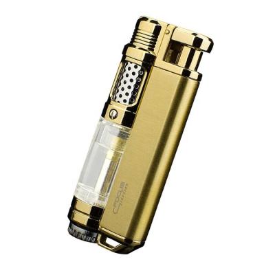 China Personality Blue Flame Inflatable Windproof Lighter Upright Rechargeable Lighters for sale