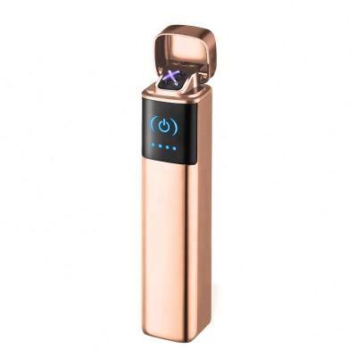 China Fingerprint Electronic Touch Personality USB Windproof Lighter With Dual Electric Arc Lighter for sale