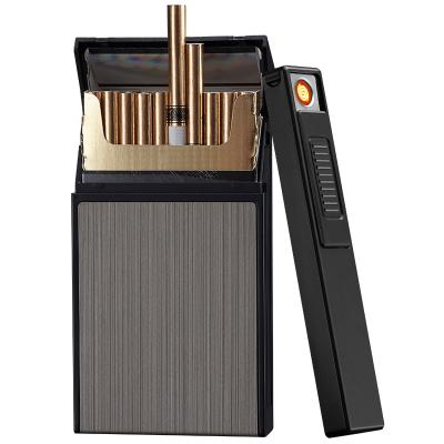 China YH061A Classic Fireplace Cigarette Holder Metal Case With Detachable Electronic Cheap Wholesale USB Rechargeable Lighters for sale