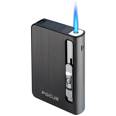 China Modern Metal Cigarette Holder YH027 With Reactors Flame Windproof USB Rechargeable Lighter for sale