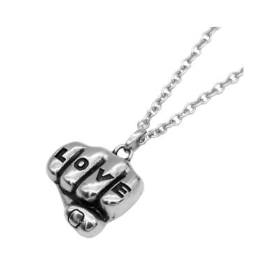 China New Fashion Punk Metal Tattoo Hand Necklace Love And Boxing Pendant for sale