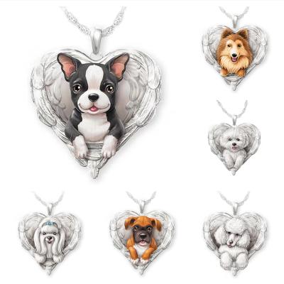 China Cute Kids Angel Heart Pendant Cartoon Fashion Dog Collar Necklace for sale