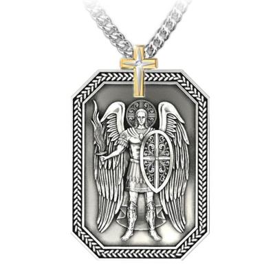 China Metal Warrior Necklace Angel Dog Brand Necklace Knight Vintage Retro Pendant Necklace Men for sale