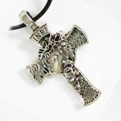 China Black Christian Cross Religious Men's Rope Chain Crown Pendant Religious Jesus Cross Pendant Necklace Big Jesus of Thorns for sale