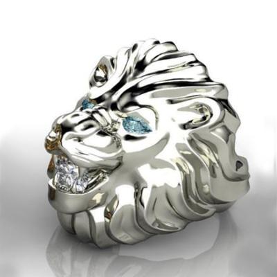 China Hip Hop Senior Men's Cute Gold Lion Ring Jewelry Silver Lion Punk Ring for sale