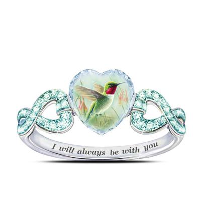 China New Hot Sale Hiphop Hummingbird Ring Heart Shaped Crystal Jewelry Cartoon Ring Girl for sale