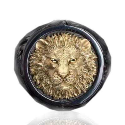 China Bossy The Punk Rock Lion Animal Lion Head Totem Men's Retro Ring for sale