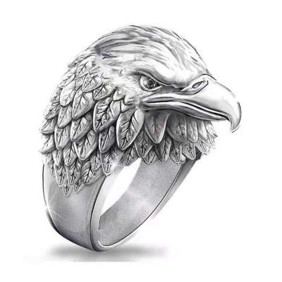 China Retro Hiphop Fashion Hip Hop Eagle Mens Ring Punk Hand Jewelry for sale