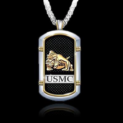 China Vintage Fashion Marine Corps Dog Tag Necklace Band Rock Collar Dog Color Men's Collar Punk Punk for sale