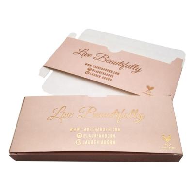 China Recyclable Luxury B-10 Custom Mounted Gold Foil Stamp Blush Pink Color Paper Wick Box Packaging Mink Wick Box for sale