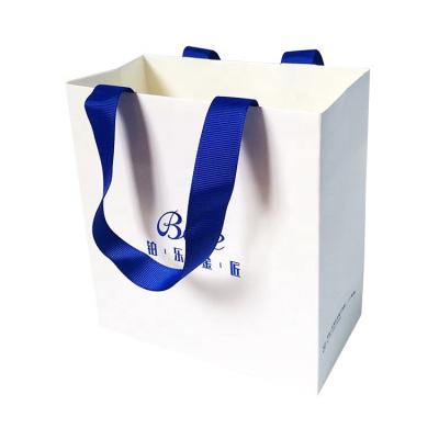 China PB-4 Recyclable Small Medium Sizes Custom Logo Printed Gift Packaging Jewelry Paper Bag Luxury Paper Shopping Bags for sale