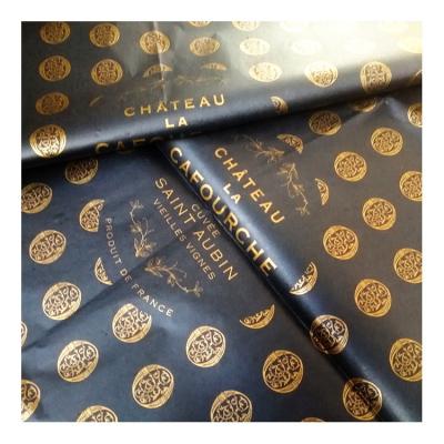 China TP-10 Luxury Moisture Proof Gold Foil Stamp Printing Black Cosmetic Gift Wrapping Tissue Paper Makeup Tools Packaging Tissue Paper for sale