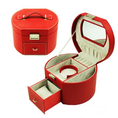 China Newest Style Round Folding Jewelry Box Storage For Ring/Necklace/Bracelete/Earring Jewelry for sale