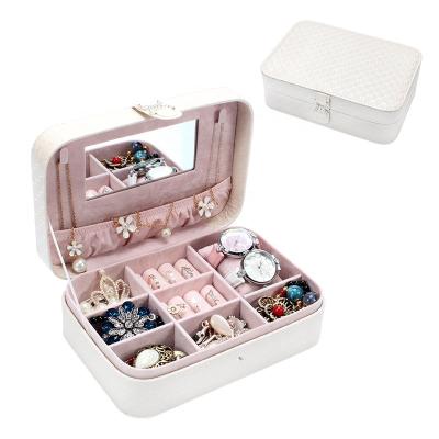 China Factory supplied dirrectly handmade custom logo ladies leather jewelry storage box for rings earrings necklace travel women jewelry box for sale