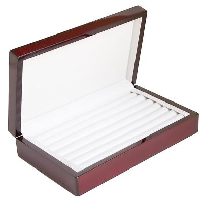 China Wholesale Red Lacquer Wooden Folding Jewelry Ring Display Gift Box For 6 Rings Organizer for sale