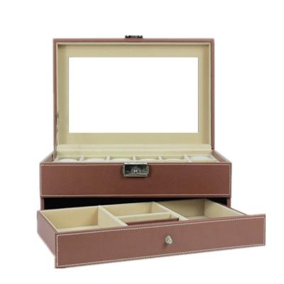 China Storage/Show /Gift/Packaging Gift Travel Leather Watch Box Wholesale Leather Design Your Own Wooden Watch Box Clear Window for sale