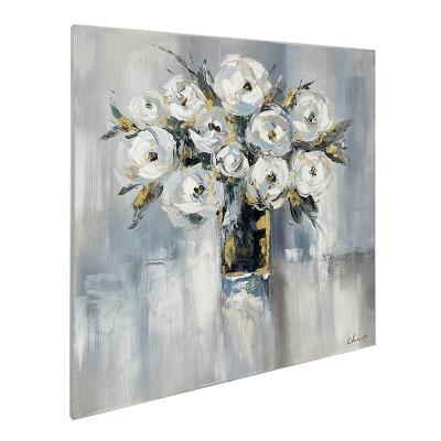 China 100% Handmade Canvas Art Floral Oil Painting of White Flower Original Acrylic Modern Wall Picture for sale