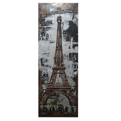 China 100% Frameless Art Paintings Handmade Wall Decor Metal Eiffel Tower Canvas Art Interior Home Decoration Prints for sale