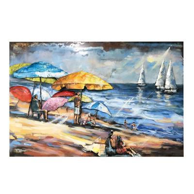 China 100% Handmade Modern Art Oil Painting Abstract Landscapes Seaside Metal Wall Decor for sale