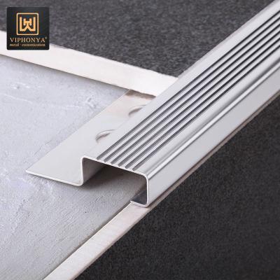 China Traditional Stainless Steel Q Shape Traditional Stair Anti Slip Edging Strips for sale