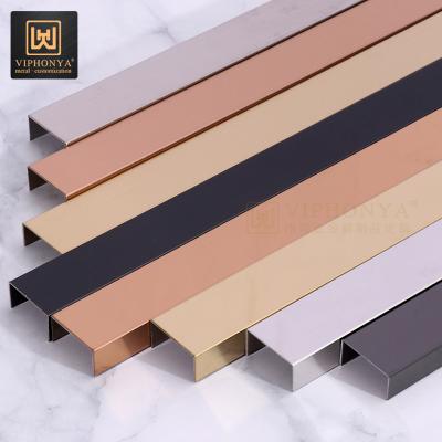 China Modern Modern Stainless Steel Wall Tile Trim Decorative Brass Metal Strips for sale