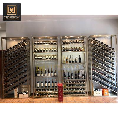 China (Other) (Other) Champagne Color Stainless Steel Frame Adjustable Adjustable Wine Rack Shelf Wine Rack for sale