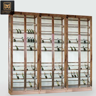 China High End Adjustable (Other) (Other) Stainless Steel Wine Wall Adjustable Cabinet Market Bar Built In Wine Cabinet for sale