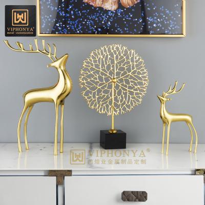 China Luxury Contemporary Gold Deer Living Room Coffee Console Coffee Table Metal Home Decor for sale