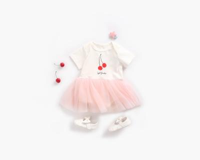 China Comfotable Baby Girl Clothes Cherry Print Baby Clothes Newborn Summer Baby One Piece Rompers for sale