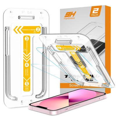 China 2PACK Mobile Phone No Bubble Tray Tempered Glass 2.5D Easy Clear Screen Protector For iPhone 13 13 pro Max With Premium Package for sale