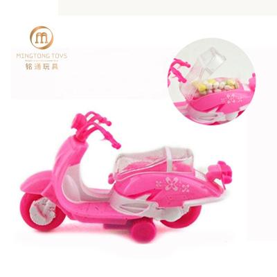 China Plastic promotion candy toys supermarkets sell like hot cakes pull out motorcycle shape sugar pot machine dispenser china toy candy maker for kid for sale