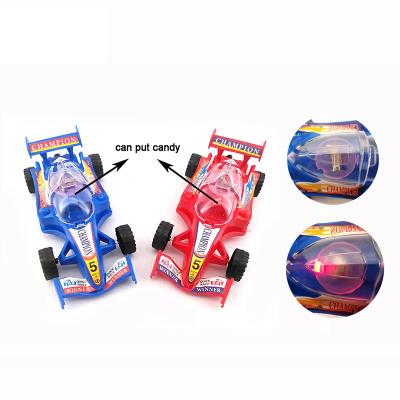 China Surprise bag toy candy promotion pull string car plastic lightweight toy candy with candy inside for sale