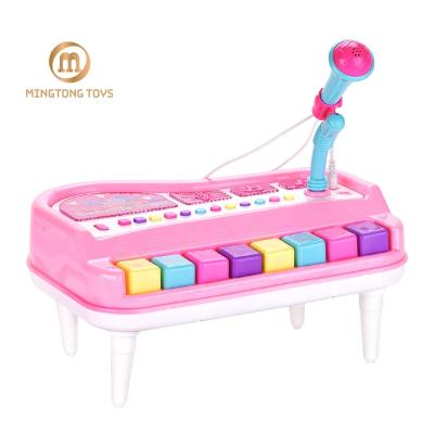 China Cartoon Toy Hot Selling Educational Electric Multifunctional Musical Keyboard Microphone Baby Piano Children Play for sale