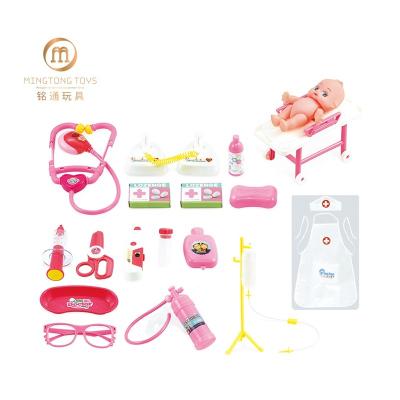 China Small Fashion Plastic Doll Kids DIY Suitcase Playhouse Pretend Playshcool Function Kit Medical Play With Healthy Kids Doctor Set Toy for sale