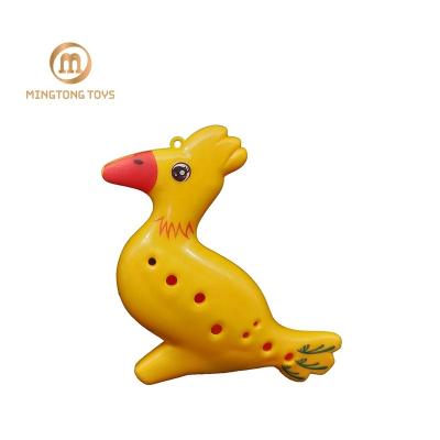 China Cartoon Toy Wholesale Plastic Rooster Shaped Musical Instrument Whistling Baby Toy Groove For Children for sale