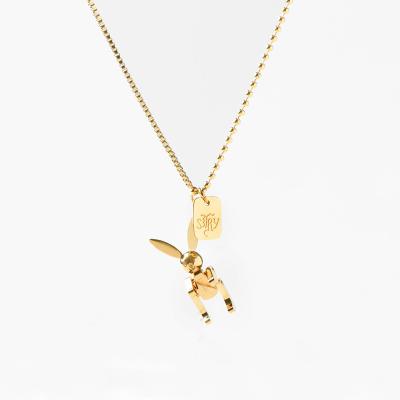 China 2022 New Personality CLASSIC Fashion Jewelry Rabbit Chain Necklace Spiky Punk Female Trendy Cool Square Mechanical Pendant for sale