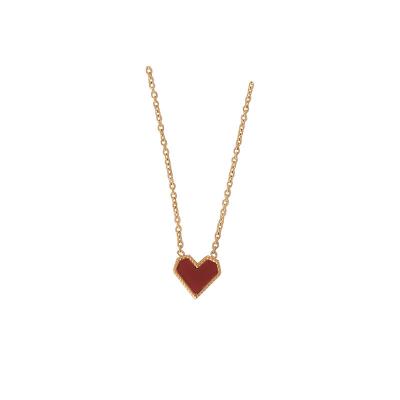 China Real Solid 14k Gold Heart Beautiful Natural Corundum Necklace CLASSIC Red Necklaces Pendant for sale