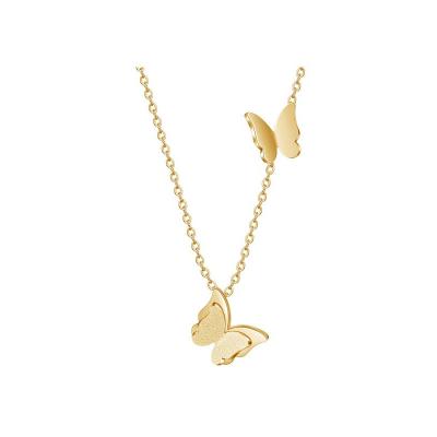 China 316L Stainless Steel Rose Gold Plated Chain Butterfly Pendant Necklace CLASSIC New Necklace Designs for sale