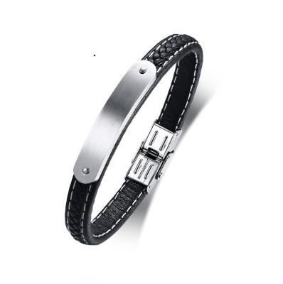 China CLASSIC border retailer e-commerce wholesale jewelry stainless steel bracelet leather men for sale