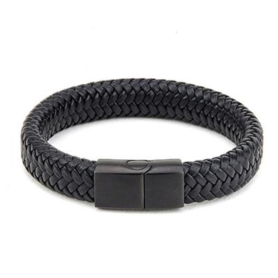 China Wholesale Luxury Men's Clasp Real Cuff Mens Magnetic Jewelry Bracelet Leather Bracelet for sale