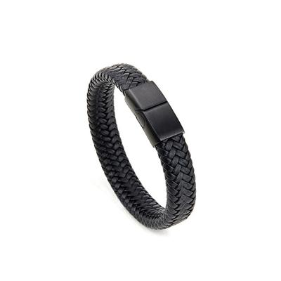 China New Arrival CLASSIC Men's Vintage Handmade Braided Leather Bracelet Clasp Leather Genuine Leather Magnetic Bracelet for sale