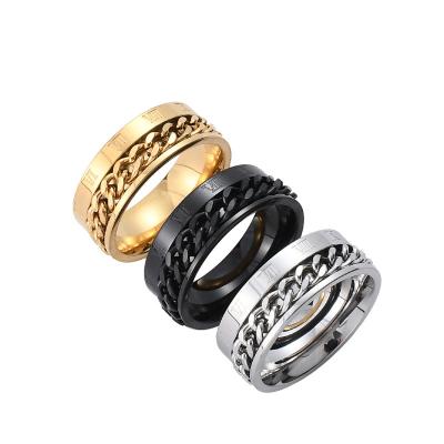 China Sun Source Jewelry Stainless Steel 8mm Size 7-14 Rings For Mens Chain Rings Biker Fluted Edge Ring for sale