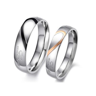 China Wholesale Cheap Romantic Korean Heart Ring Engagement Wedding Rings Sun Source Jewelry Style Jewelry Couple Set Love Heart Couples Ring for sale