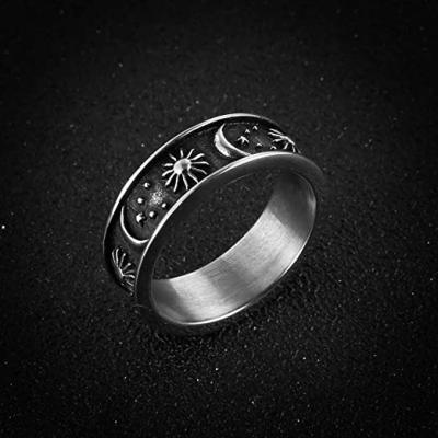 China Wholesale 8mm Moon Star Jewelry Sun Ring Stainless Steel Boho Jewelry Ladies Men Sun Source Jewelry for sale