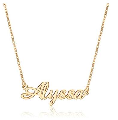 China CLASSIC Low MOQ Custom Brand Name Necklace Personalized Diy Name Plate Necklace Stainless Steel Trendy 18k Gold Plated Necklace for sale