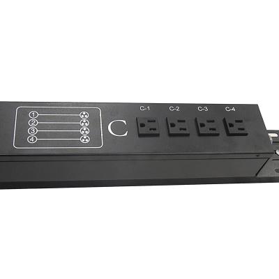 China Sheet Metal Customized Black Metered USA PDU 63A 415V 12 Way Smart Pad Us Standard PDU Socket Outlet PDU for sale